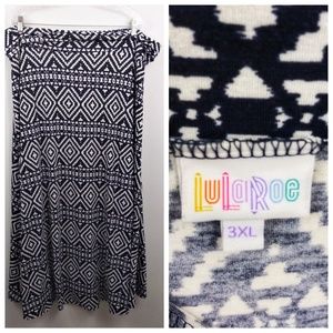 LulaRoe Maxi Skirt Navy White Geometric 3XL